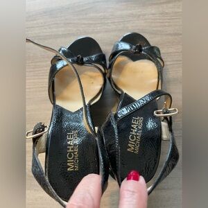 MICHAEL Michael Kors Black Patent Leather Ankle-Strap Sandals